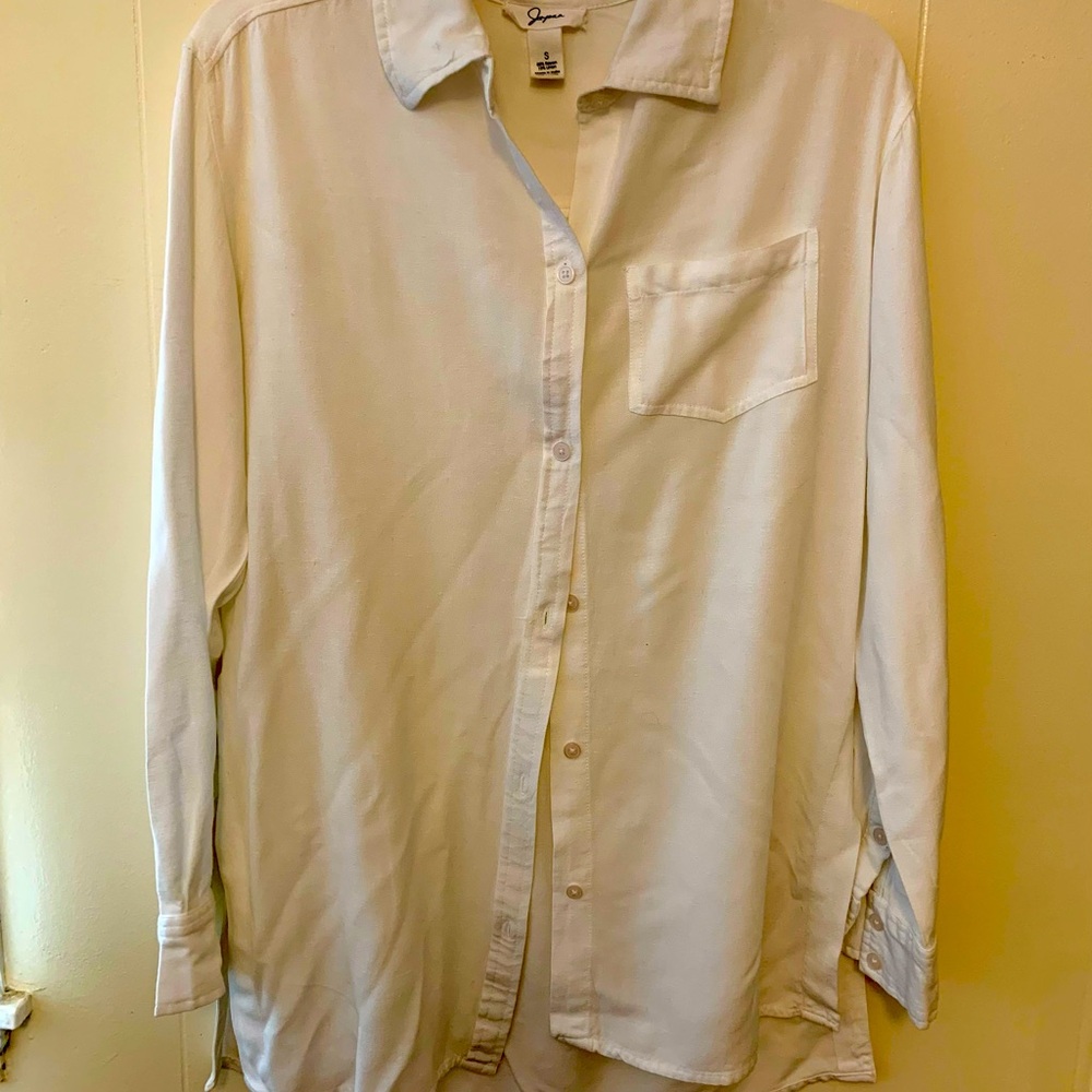 COPY - Japna White Perfect Rayon/Linen White Oversized Blouse Shirt Small